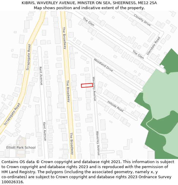 KIBRIS, WAVERLEY AVENUE, MINSTER ON SEA, SHEERNESS, ME12 2SA: Location map and indicative extent of plot