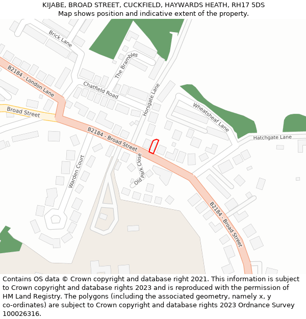 KIJABE, BROAD STREET, CUCKFIELD, HAYWARDS HEATH, RH17 5DS: Location map and indicative extent of plot