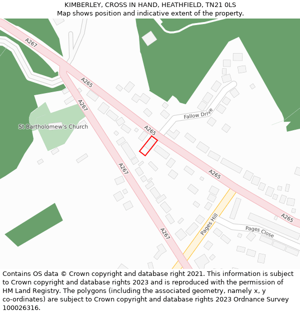 KIMBERLEY, CROSS IN HAND, HEATHFIELD, TN21 0LS: Location map and indicative extent of plot