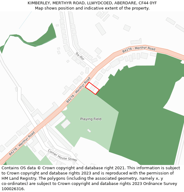 KIMBERLEY, MERTHYR ROAD, LLWYDCOED, ABERDARE, CF44 0YF: Location map and indicative extent of plot