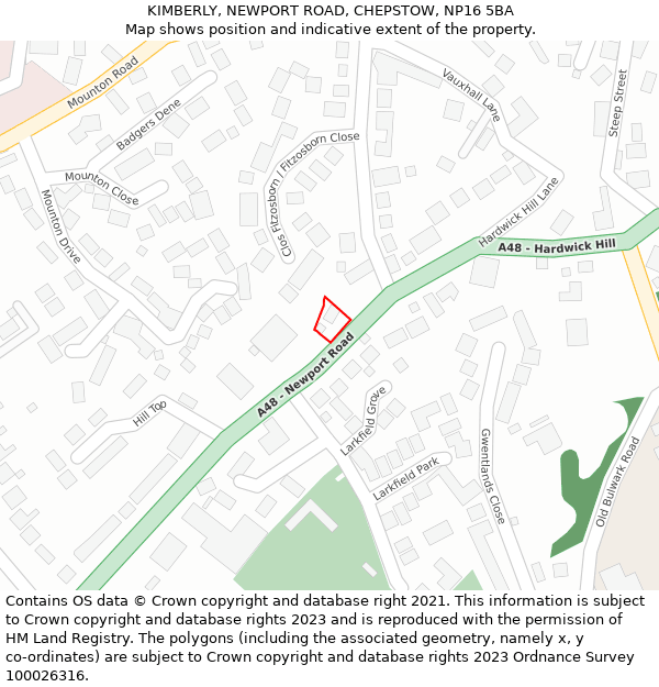 KIMBERLY, NEWPORT ROAD, CHEPSTOW, NP16 5BA: Location map and indicative extent of plot