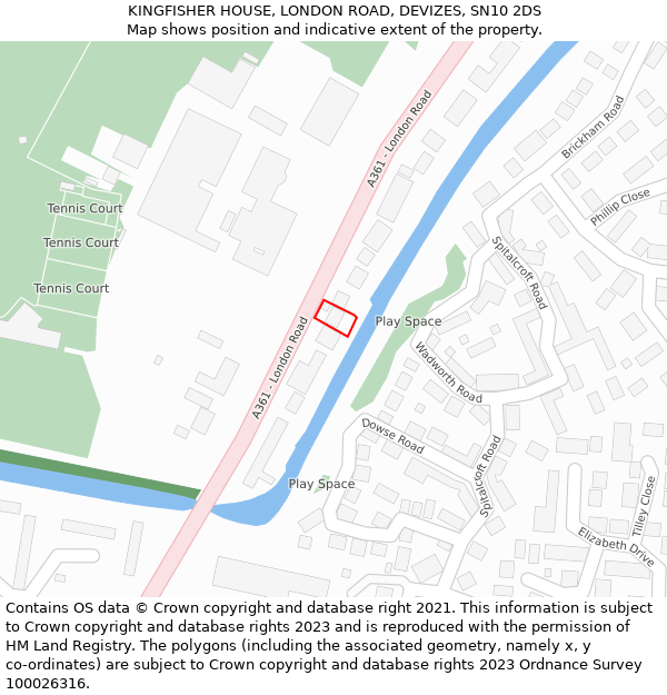 KINGFISHER HOUSE, LONDON ROAD, DEVIZES, SN10 2DS: Location map and indicative extent of plot