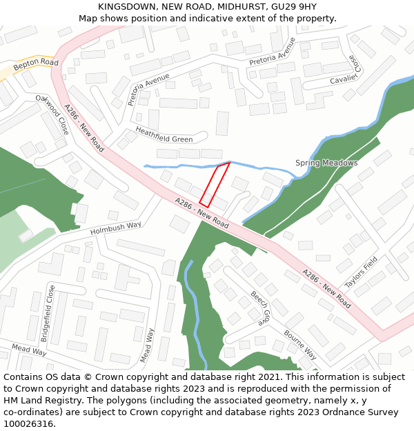 KINGSDOWN, NEW ROAD, MIDHURST, GU29 9HY: Location map and indicative extent of plot