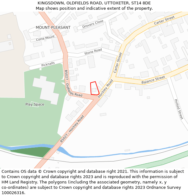 KINGSDOWN, OLDFIELDS ROAD, UTTOXETER, ST14 8DE: Location map and indicative extent of plot