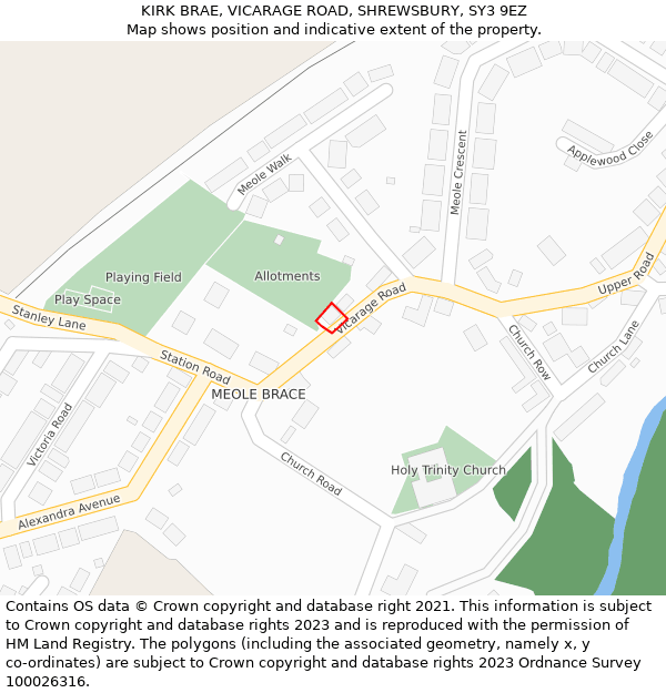 KIRK BRAE, VICARAGE ROAD, SHREWSBURY, SY3 9EZ: Location map and indicative extent of plot