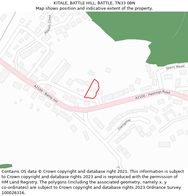 KITALE, BATTLE HILL, BATTLE, TN33 0BN: Location map and indicative extent of plot