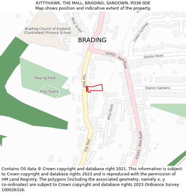 KITTYHAWK, THE MALL, BRADING, SANDOWN, PO36 0DE: Location map and indicative extent of plot