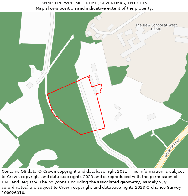 KNAPTON, WINDMILL ROAD, SEVENOAKS, TN13 1TN: Location map and indicative extent of plot