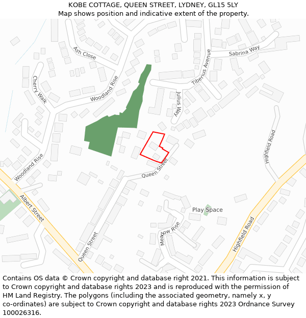 KOBE COTTAGE, QUEEN STREET, LYDNEY, GL15 5LY: Location map and indicative extent of plot