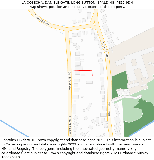 LA COSECHA, DANIELS GATE, LONG SUTTON, SPALDING, PE12 9DN: Location map and indicative extent of plot