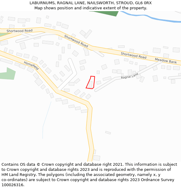 LABURNUMS, RAGNAL LANE, NAILSWORTH, STROUD, GL6 0RX: Location map and indicative extent of plot