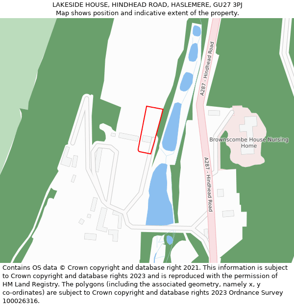 LAKESIDE HOUSE, HINDHEAD ROAD, HASLEMERE, GU27 3PJ: Location map and indicative extent of plot