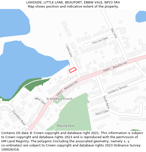 LAKESIDE, LITTLE LANE, BEAUFORT, EBBW VALE, NP23 5RA: Location map and indicative extent of plot