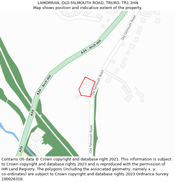 LAMORRAN, OLD FALMOUTH ROAD, TRURO, TR1 2HN: Location map and indicative extent of plot