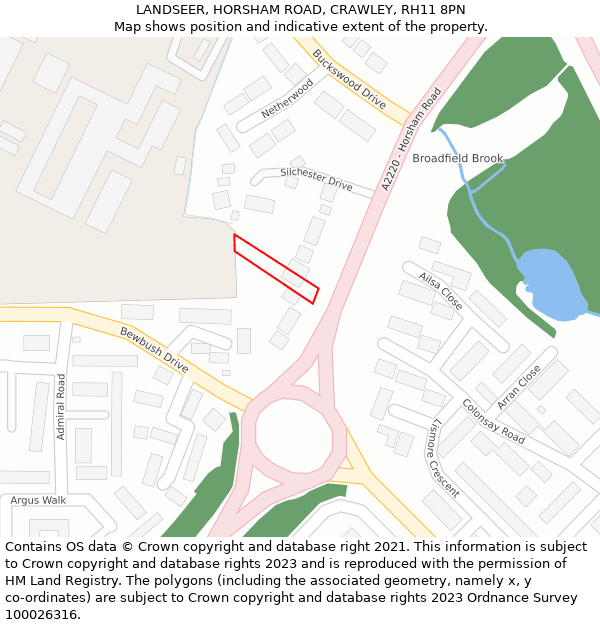 LANDSEER, HORSHAM ROAD, CRAWLEY, RH11 8PN: Location map and indicative extent of plot