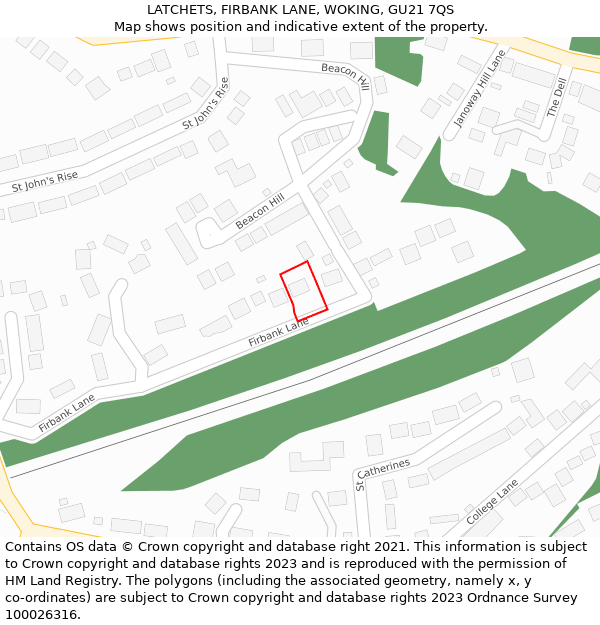 LATCHETS, FIRBANK LANE, WOKING, GU21 7QS: Location map and indicative extent of plot