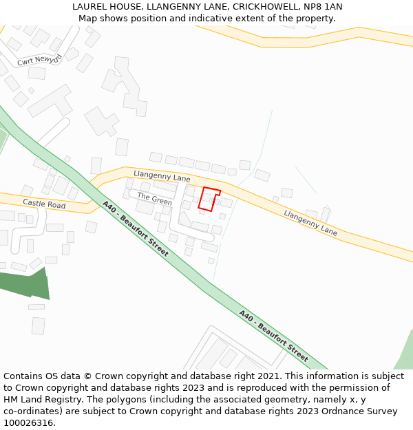 LAUREL HOUSE, LLANGENNY LANE, CRICKHOWELL, NP8 1AN: Location map and indicative extent of plot