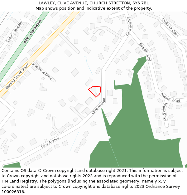 LAWLEY, CLIVE AVENUE, CHURCH STRETTON, SY6 7BL: Location map and indicative extent of plot