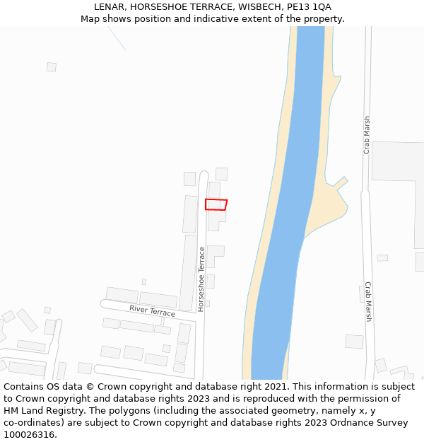 LENAR, HORSESHOE TERRACE, WISBECH, PE13 1QA: Location map and indicative extent of plot