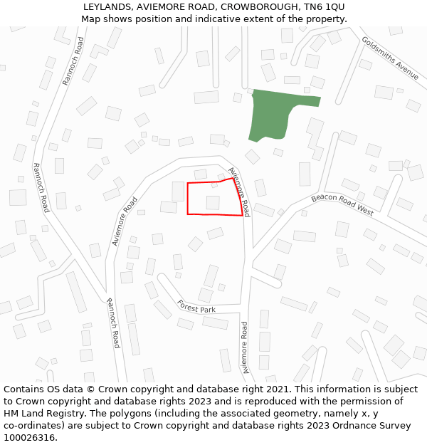LEYLANDS, AVIEMORE ROAD, CROWBOROUGH, TN6 1QU: Location map and indicative extent of plot
