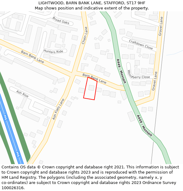 LIGHTWOOD, BARN BANK LANE, STAFFORD, ST17 9HF: Location map and indicative extent of plot