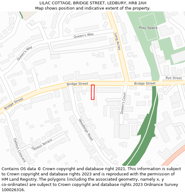LILAC COTTAGE, BRIDGE STREET, LEDBURY, HR8 2AH: Location map and indicative extent of plot