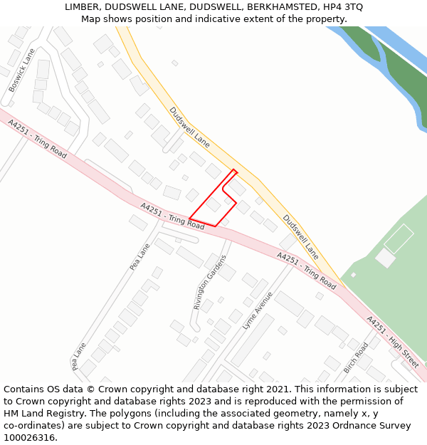 LIMBER, DUDSWELL LANE, DUDSWELL, BERKHAMSTED, HP4 3TQ: Location map and indicative extent of plot