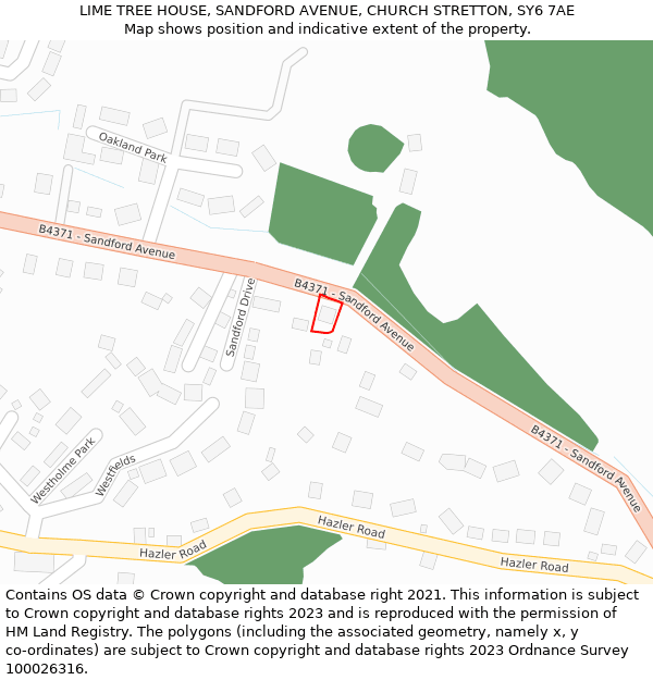 LIME TREE HOUSE, SANDFORD AVENUE, CHURCH STRETTON, SY6 7AE: Location map and indicative extent of plot