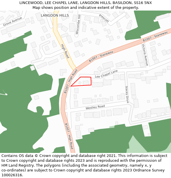 LINCEWOOD, LEE CHAPEL LANE, LANGDON HILLS, BASILDON, SS16 5NX: Location map and indicative extent of plot