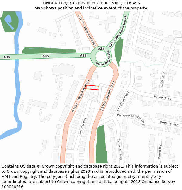 LINDEN LEA, BURTON ROAD, BRIDPORT, DT6 4SS: Location map and indicative extent of plot