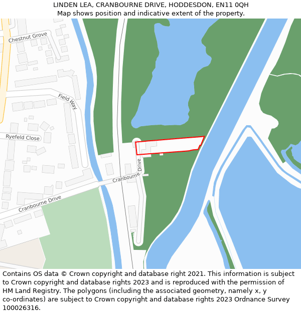 LINDEN LEA, CRANBOURNE DRIVE, HODDESDON, EN11 0QH: Location map and indicative extent of plot