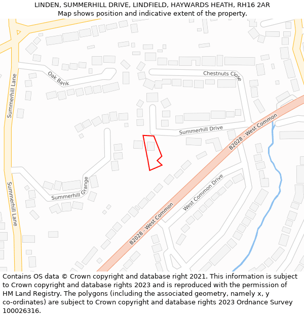 LINDEN, SUMMERHILL DRIVE, LINDFIELD, HAYWARDS HEATH, RH16 2AR: Location map and indicative extent of plot