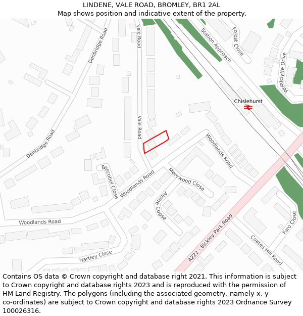LINDENE, VALE ROAD, BROMLEY, BR1 2AL: Location map and indicative extent of plot
