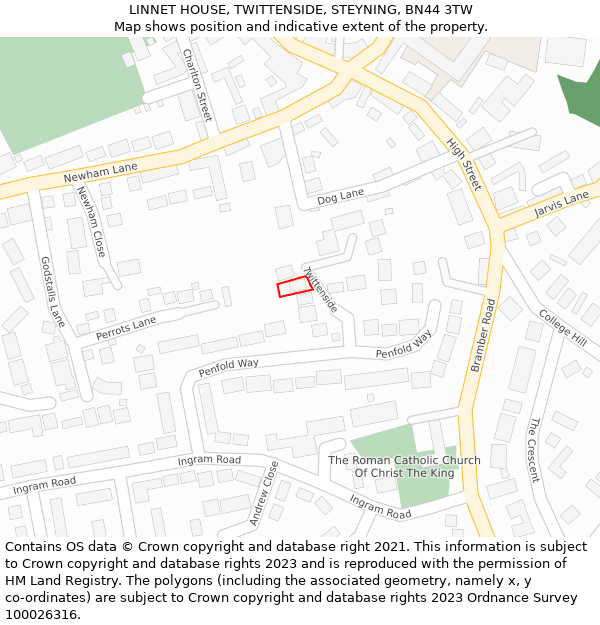LINNET HOUSE, TWITTENSIDE, STEYNING, BN44 3TW: Location map and indicative extent of plot