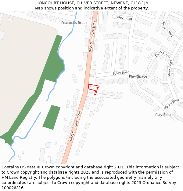 LIONCOURT HOUSE, CULVER STREET, NEWENT, GL18 1JA: Location map and indicative extent of plot