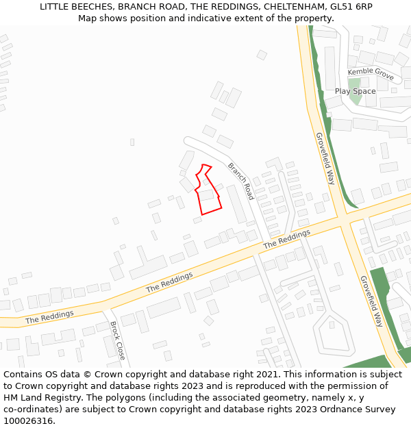 LITTLE BEECHES, BRANCH ROAD, THE REDDINGS, CHELTENHAM, GL51 6RP: Location map and indicative extent of plot