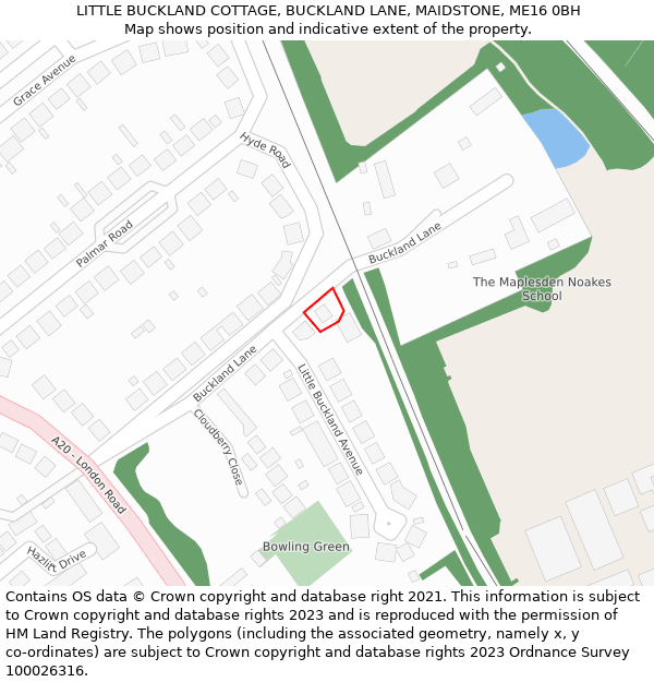 LITTLE BUCKLAND COTTAGE, BUCKLAND LANE, MAIDSTONE, ME16 0BH: Location map and indicative extent of plot