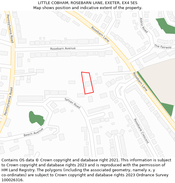 LITTLE COBHAM, ROSEBARN LANE, EXETER, EX4 5ES: Location map and indicative extent of plot