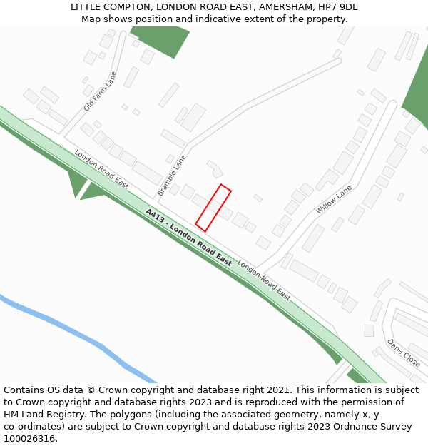 LITTLE COMPTON, LONDON ROAD EAST, AMERSHAM, HP7 9DL: Location map and indicative extent of plot