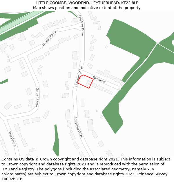 LITTLE COOMBE, WOODEND, LEATHERHEAD, KT22 8LP: Location map and indicative extent of plot