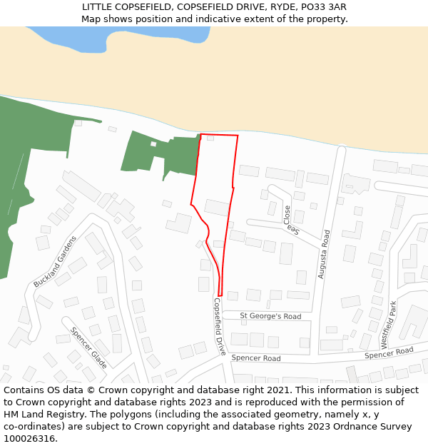 LITTLE COPSEFIELD, COPSEFIELD DRIVE, RYDE, PO33 3AR: Location map and indicative extent of plot
