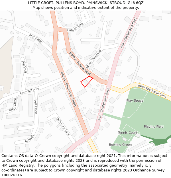 LITTLE CROFT, PULLENS ROAD, PAINSWICK, STROUD, GL6 6QZ: Location map and indicative extent of plot