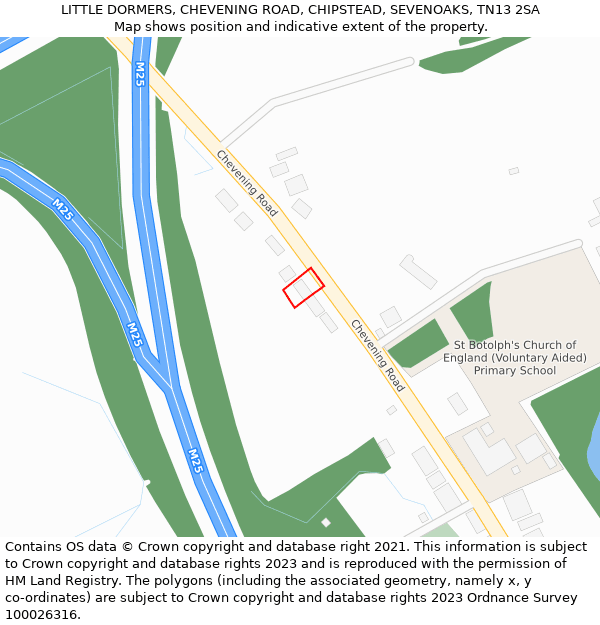 LITTLE DORMERS, CHEVENING ROAD, CHIPSTEAD, SEVENOAKS, TN13 2SA: Location map and indicative extent of plot