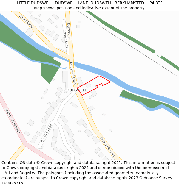 LITTLE DUDSWELL, DUDSWELL LANE, DUDSWELL, BERKHAMSTED, HP4 3TF: Location map and indicative extent of plot