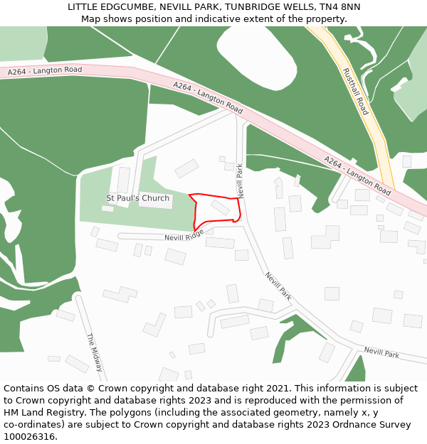 LITTLE EDGCUMBE, NEVILL PARK, TUNBRIDGE WELLS, TN4 8NN: Location map and indicative extent of plot
