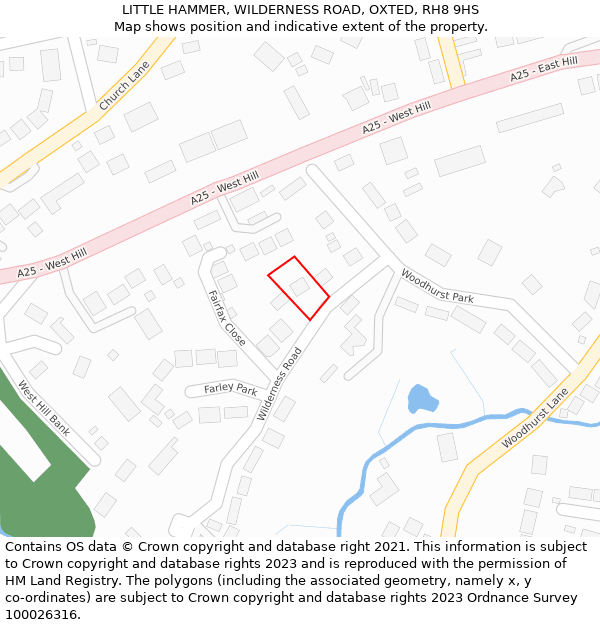 LITTLE HAMMER, WILDERNESS ROAD, OXTED, RH8 9HS: Location map and indicative extent of plot