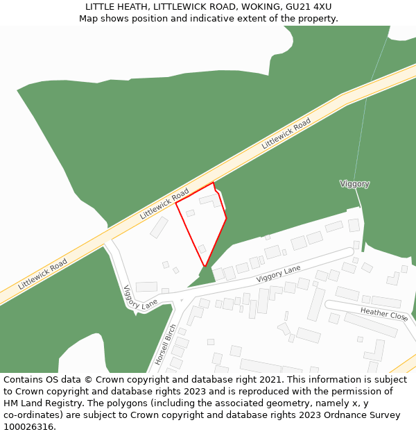 LITTLE HEATH, LITTLEWICK ROAD, WOKING, GU21 4XU: Location map and indicative extent of plot