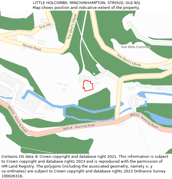 LITTLE HOLCOMBE, MINCHINHAMPTON, STROUD, GL6 9AJ: Location map and indicative extent of plot