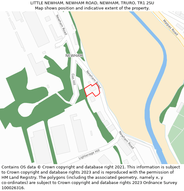 LITTLE NEWHAM, NEWHAM ROAD, NEWHAM, TRURO, TR1 2SU: Location map and indicative extent of plot