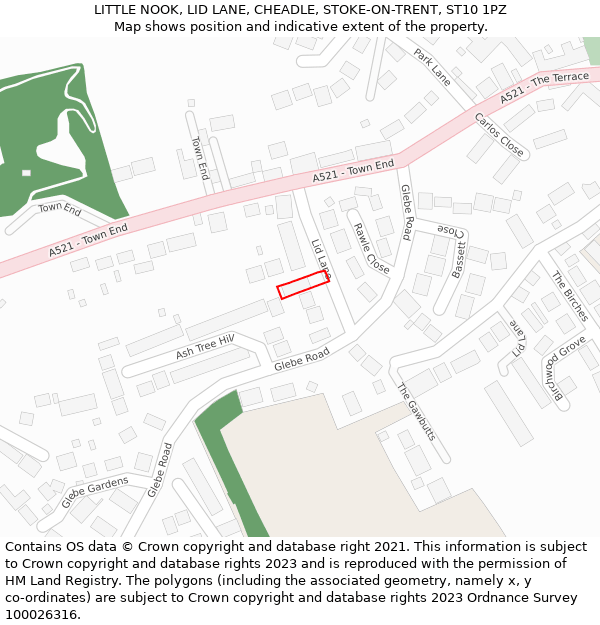 LITTLE NOOK, LID LANE, CHEADLE, STOKE-ON-TRENT, ST10 1PZ: Location map and indicative extent of plot